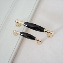 Load image into Gallery viewer, 3.75" 5" Gold Glass Kitchen Cabinet Door Handle Knob Crystal Drawer Pulls Dresser Handles Clear Black Hardware Pull Decor 96 128 mm