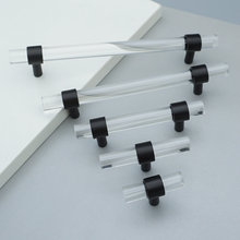 Load image into Gallery viewer, Customizable Clear Acrylic & Black Pulls | Drawer & Dresser Knobs, Cabinet & Bathroom Door Handles, Kitchen Hardware