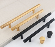 Load image into Gallery viewer, 3.78", 5", 6.3", 7.55" (96mm, 128mm, 160mm, 192mm) Brass Black Hexagon Pulls | Modern Kitchen Cabinet Door Handles, Dresser & Drawer Knobs