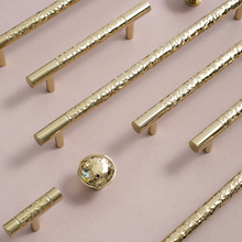 Load image into Gallery viewer, 3", 3.78", 5.0", 6.3", 8.8", 12.6" Hammered Solid Brass Drawer Pulls | Cabinet & Dresser Knobs, Hammer Cabinet Hardware