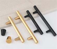 Load image into Gallery viewer, 3.78", 5", 6.3", 7.55" (96mm, 128mm, 160mm, 192mm) Brass Black Hexagon Pulls | Modern Kitchen Cabinet Door Handles, Dresser & Drawer Knobs
