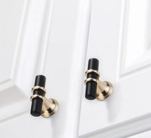 Load image into Gallery viewer, 3.75", 5.0", 6.3", 7.55" (96, 128, 160, 192mm) Black & Gold Modern Drawer Pulls | Kitchen Cabinet & Door Handles, Dresser Knobs