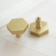 Load image into Gallery viewer, Hexagon Antique Bronze, Bright Brass & Brass Knobs, Pulls & Handles | Kitchen Cabinet, Drawer, Dresser & Door Hardware