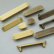 Load image into Gallery viewer, 2.5"-5" Unique Track Design Solid Brass & Antique Bronze Knobs, Pulls & Handles | Cabinet, Drawer, Cupboard, Dresser & Kitchen Hardware