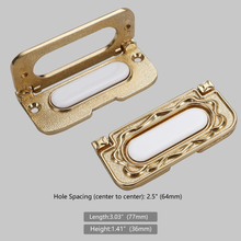 Load image into Gallery viewer, 2.5"-6.3" Shiny Gold & White Ceramic Knobs, Pulls & Handles | Dresser, Drawer, Kitchen Cabinet & Door Hardware