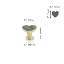 Load image into Gallery viewer, Modern Heart-Shaped Acrylic & Brass Plate Knobs, Pulls & Handles | Dresser, Drawer & Kitchen Cabinet Hardware