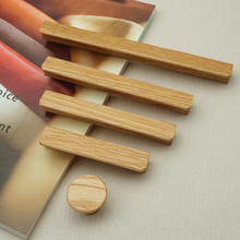 Load image into Gallery viewer, Minimalist Natural Oak & Walnut Wood Round Knobs & Pulls | Cabinet, Dresser, Kitchen, Closet & Drawer Hardware