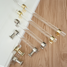 Load image into Gallery viewer, 3.0", 3.78", 5.0", 6.3" Clear Gold Acrylic Knobs & Square Silver Drawer Pulls | Kitchen Cabinet, Wardrobe, Closet & Dresser Handles