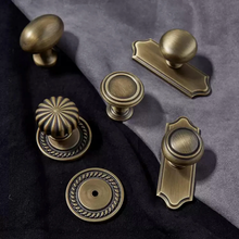 Load image into Gallery viewer, Antique Bronze Knobs with Backplate | Art Decor Unique Rustic Cabinet Pulls, Drawer & Dresser Handles, Vintage Kitchen Hardware