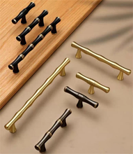 Load image into Gallery viewer, 2.5"-6.3" Bamboo & Solid Brass (Gold, Bronze, Black) Knobs & Pulls | Kitchen, Drawer, Dresser & Cabinet Handles