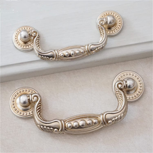 Load image into Gallery viewer, 3"-5" Antique Silver Knobs, Pulls & Handles with Backplate | Cabinet, Dresser, Drawer & Kitchen Cupboard Hardware