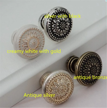 Load image into Gallery viewer, 1" (25mm) Small Shabby Chic Knobs & Pulls | Antique Silver, Black, Bronze, Cream, White, Gold Dresser & Drawer Pulls, Cabinet Knobs