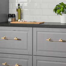 Load image into Gallery viewer, Clear Acrylic & Gold Brass Knobs | Black & Chrome Cabinet Handles, Kitchen & Wardrobe Pulls, Drawer Hardware