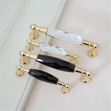 Load image into Gallery viewer, 3.75" 5" Gold Glass Kitchen Cabinet Door Handle Knob Crystal Drawer Pulls Dresser Handles Clear Black Hardware Pull Decor 96 128 mm
