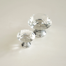 Load image into Gallery viewer, Silver Clear Glass & Crystal Knobs | Dresser & Drawer Pulls, Cupboard & Kitchen Cabinet Door Handles, Hardware