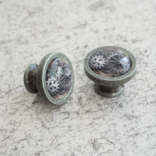Load image into Gallery viewer, Steampunk Gear Vintage Antique Knobs, Pulls & Handles (Bronze, Silver, Glass) | Unique Cabinet, Drawer, Dresser & Kitchen Door Hardware