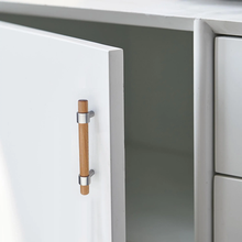 Load image into Gallery viewer, Beech Wood Cabinet Pulls & Knobs | Custom Size Brushed Nickel Drawer Pulls, Kitchen, Cupboard & Dresser Handles