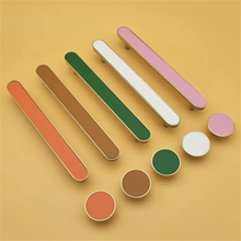 Load image into Gallery viewer, 3.78"-5" Colorful Leather & Brass Knobs, Pulls & Handles (Black, Green, Blue, Pink) | Drawer, Cabinet & Kitchen Hardware