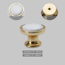Load image into Gallery viewer, 2.5"-6.3" Shiny Gold & White Ceramic Knobs, Pulls & Handles | Dresser, Drawer, Kitchen Cabinet & Door Hardware