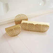 Load image into Gallery viewer, Leaf Design Brass Gold Invisible Pulls & Handles | Modern Decorative Cabinet, Wardrobe, Cupboard & Drawer Hardware