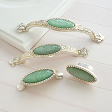 Load image into Gallery viewer, 2.5"-5" Antique Silver & Turquoise Green Knobs, Pulls & Handles | Drawer, Kitchen Cabinet & Closet Hardware