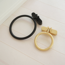 Load image into Gallery viewer, 1.25" Black Brass Drop Ring Round Knobs, Pulls & Handles | Cabinet, Door, Drawer & Dresser Hardware