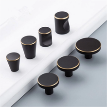 Load image into Gallery viewer, Brass Black & Gold Vintage Retro Cabinet Knobs | Drawer & Dresser Pulls, Door Handles
