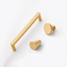 Load image into Gallery viewer, 3.78", 5.0", 7.55" Modern Solid Brass Kitchen Cabinet & Drawer Knobs | Gold Furniture Dresser, Cupboard & Wardrobe Door Pulls & Handles