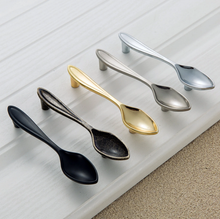 Load image into Gallery viewer, 3" (76mm) Spoon Fork Knife Pulls | Black, Bright Silver, Gold & Bronze Kitchen Cabinet, Drawer & Cupboard Handles, Knobs