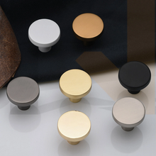 Load image into Gallery viewer, Round Brushed Brass, Nickel, Black & White Knobs, Pulls & Handles | Drawer, Dresser, Kitchen & Cabinet Decor Furniture Hardware