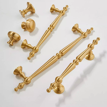 Load image into Gallery viewer, 3.78", 5", 6.3" Brushed Brass Kitchen Door Handles | Solid Drawer & Cabinet Pulls, Dresser Knobs & Hardware