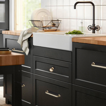 Load image into Gallery viewer, 3.78"(96mm), 5"(128mm), 7.55"(192mm) Brushed Brass & Black Knobs & Pulls | Cabinet, Dresser, Drawer, Kitchen & Cupboard Handles