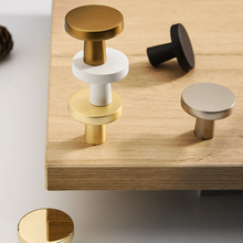 Load image into Gallery viewer, Round Brushed Brass, Nickel, Black & White Knobs, Pulls & Handles | Drawer, Dresser, Kitchen & Cabinet Decor Furniture Hardware