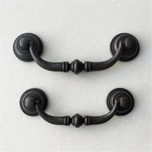 Load image into Gallery viewer, 3.5"-4.25" (90-108mm) Vintage Drop Bail Pulls & Knobs (Antique Bronze, Silver, Black) | Cabinet, Dresser, Drawer & Kitchen Hardware