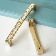 Load image into Gallery viewer, 3.78"-5" (64-128mm) Clear Gold Rhinestone Bling Pulls, Knobs & Handles | Dresser Drawer, Kitchen Cabinet Door Decor Hardware