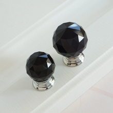 Load image into Gallery viewer, 3.78", 5" (96, 128mm) Glass & Crystal Dresser Handles | Chrome Clear Silver Black Modern Drawer Pulls, Cupboard & Cabinet Knobs, Home Hardware