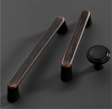 Load image into Gallery viewer, 3.78"-7.55" Black Copper & Brushed Brass Knobs & Pulls | Dresser, Drawer, Kitchen & Antique Coffee Cabinet Door Handles