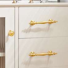 Load image into Gallery viewer, 3", 3.78", 5", 6.3" Brushed Brass Kitchen Handles | Unique Wardrobe & Drawer Pulls, Cupboard Knobs, Hardware