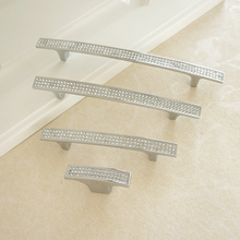 Load image into Gallery viewer, 3.78", 5", 6.3" Silver Crystal Dresser Knobs | Rhinestone Glass Drawer Pulls, Cabinet & Kitchen Handles, Hardware