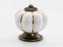 Load image into Gallery viewer, Ceramic Pumpkin Knobs | Vintage Antique Bronze Dresser & Drawer Pulls, Kitchen Cabinet Door Handles, Furniture Hardware