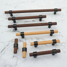 Load image into Gallery viewer, Customizable Wood Drawer Pulls | Walnut & Beech Cupboard & Cabinet Handles, Adjustable Dresser Knobs