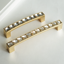 Load image into Gallery viewer, 3.78"-5" (64-128mm) Clear Gold Rhinestone Bling Pulls, Knobs & Handles | Dresser Drawer, Kitchen Cabinet Door Decor Hardware