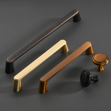 Load image into Gallery viewer, 3.78"-7.55" Black Copper & Brushed Brass Knobs & Pulls | Dresser, Drawer, Kitchen & Antique Coffee Cabinet Door Handles