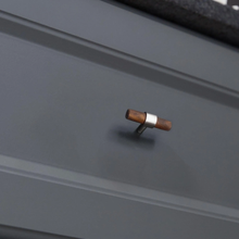 Load image into Gallery viewer, Custom Size Black Walnut Wood Cabinet Pulls | Nickel Dresser Handles, Minimalist Adjustable Wooden Drawer & Kitchen Handles, Knobs