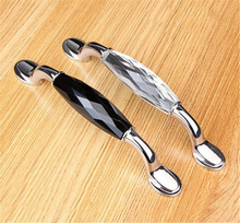 Load image into Gallery viewer, 3.75", 5" (96, 128mm) Black Clear Crystal Pulls | Silver Chrome Handles, Dresser & Kitchen Cabinet Hardware, Furniture Pulls