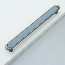 Load image into Gallery viewer, 3.78"-7.55" Modern Nickel & Blue Leather Knobs & Pulls | Wardrobe, Dresser, Drawer & Cabinet Hardware Decor