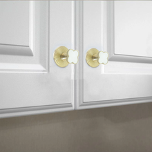 Load image into Gallery viewer, Modern Clover Knobs | Brass Plate & Acrylic Drawer Pulls, Dresser/Kitchen Cabinet Handles, Hardware