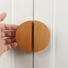 Load image into Gallery viewer, 1.25"-3.78" Wood Semicircle Knobs, Pulls & Handles (Beech, Black Walnut, Green, White, Pink) | Cabinet, Drawer, Door & Home Decor Hardware