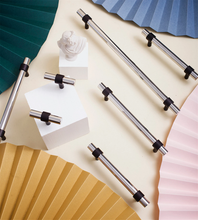 Load image into Gallery viewer, 3", 3.78", 5.0", 6.3", 7.55", 8.8" Stainless Steel & Brass Drawer Pulls | Modern Black Kitchen Cabinet Handles, Dresser & Wardrobe Cupboard Pulls