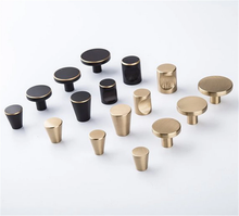 Load image into Gallery viewer, Brass Black & Gold Vintage Retro Cabinet Knobs | Drawer & Dresser Pulls, Door Handles